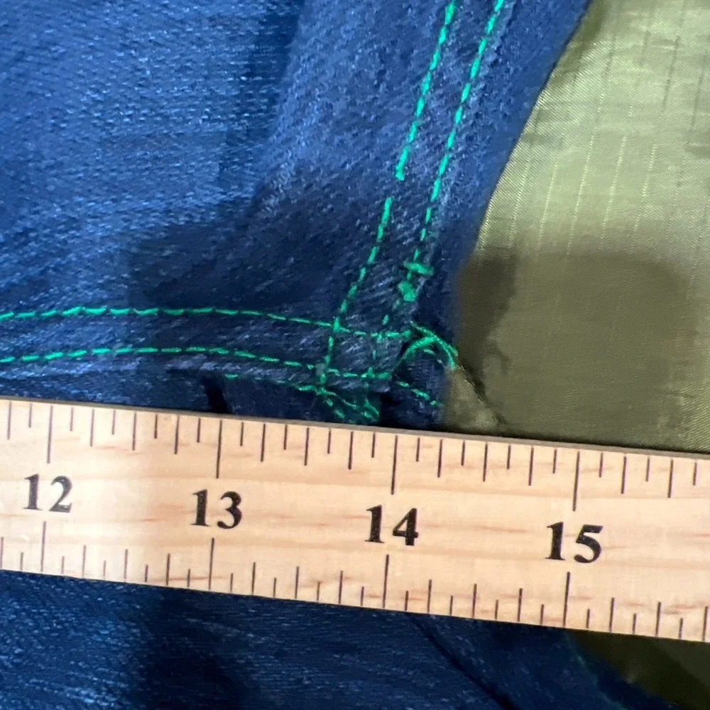 NBN Gear Men 40 Baggy Denim Shorts Y2K Jorts Green Stitch Raw String  X-TREME